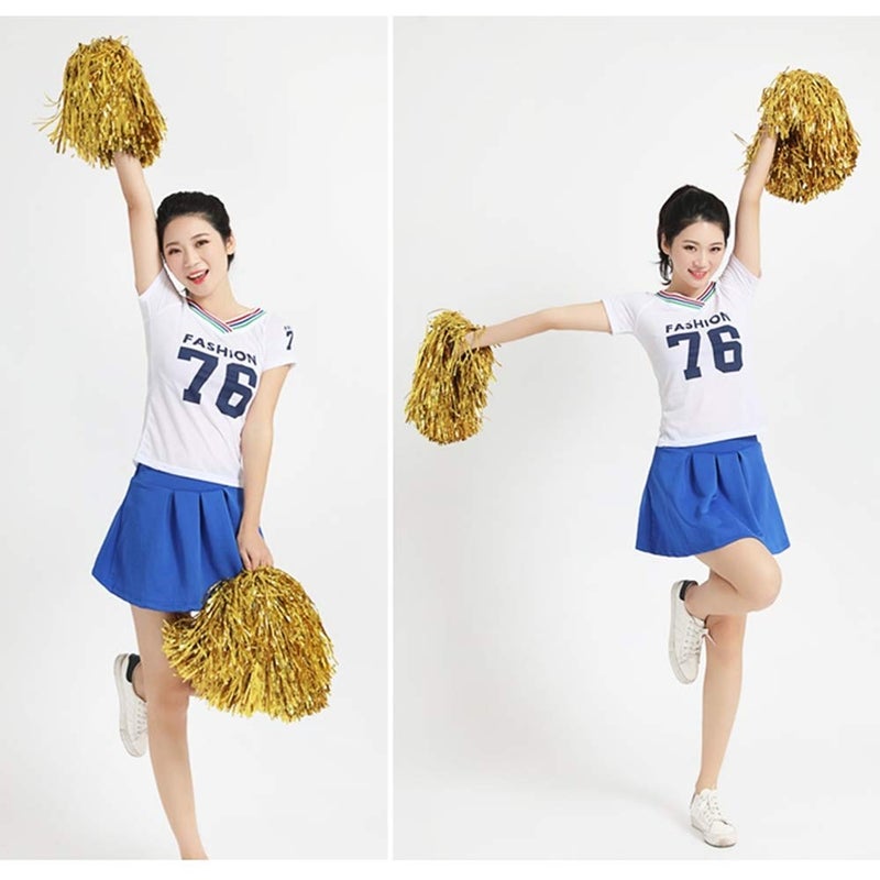 baotongle 12 PCS Cheerleading Squad Spirited Fun Poms Pompoms Cheer Costume Accessory for Party Dance Sports (Goldens) - Image 4